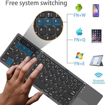 Foldable Wireless Keyboard with Touchpad