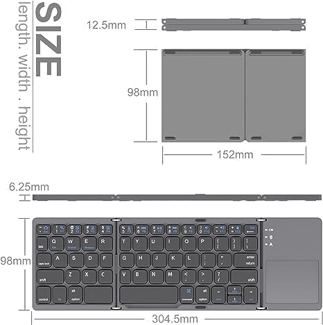 Foldable Wireless Keyboard with Touchpad