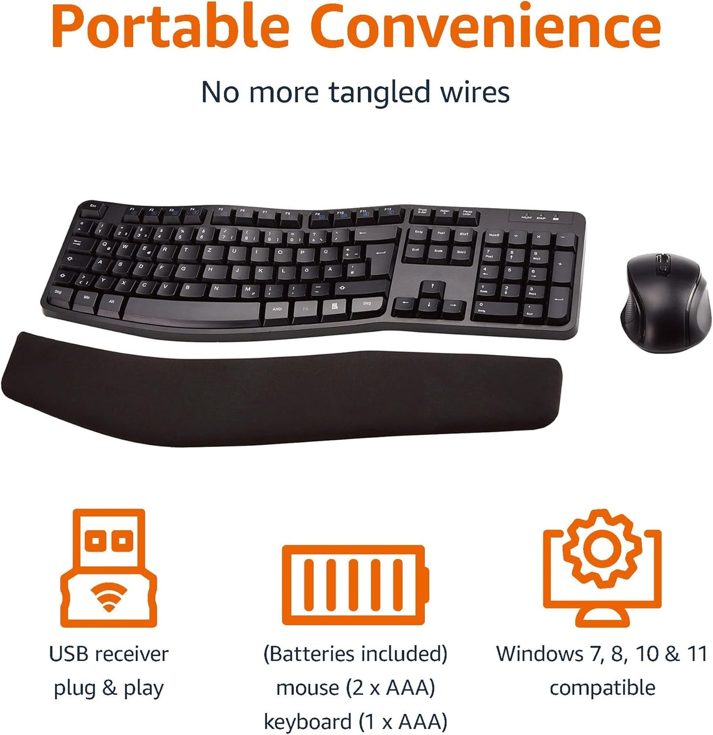Ergonomic Wireless Keyboard & Mouse Combo