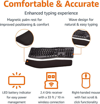 Ergonomic Wireless Keyboard & Mouse Combo
