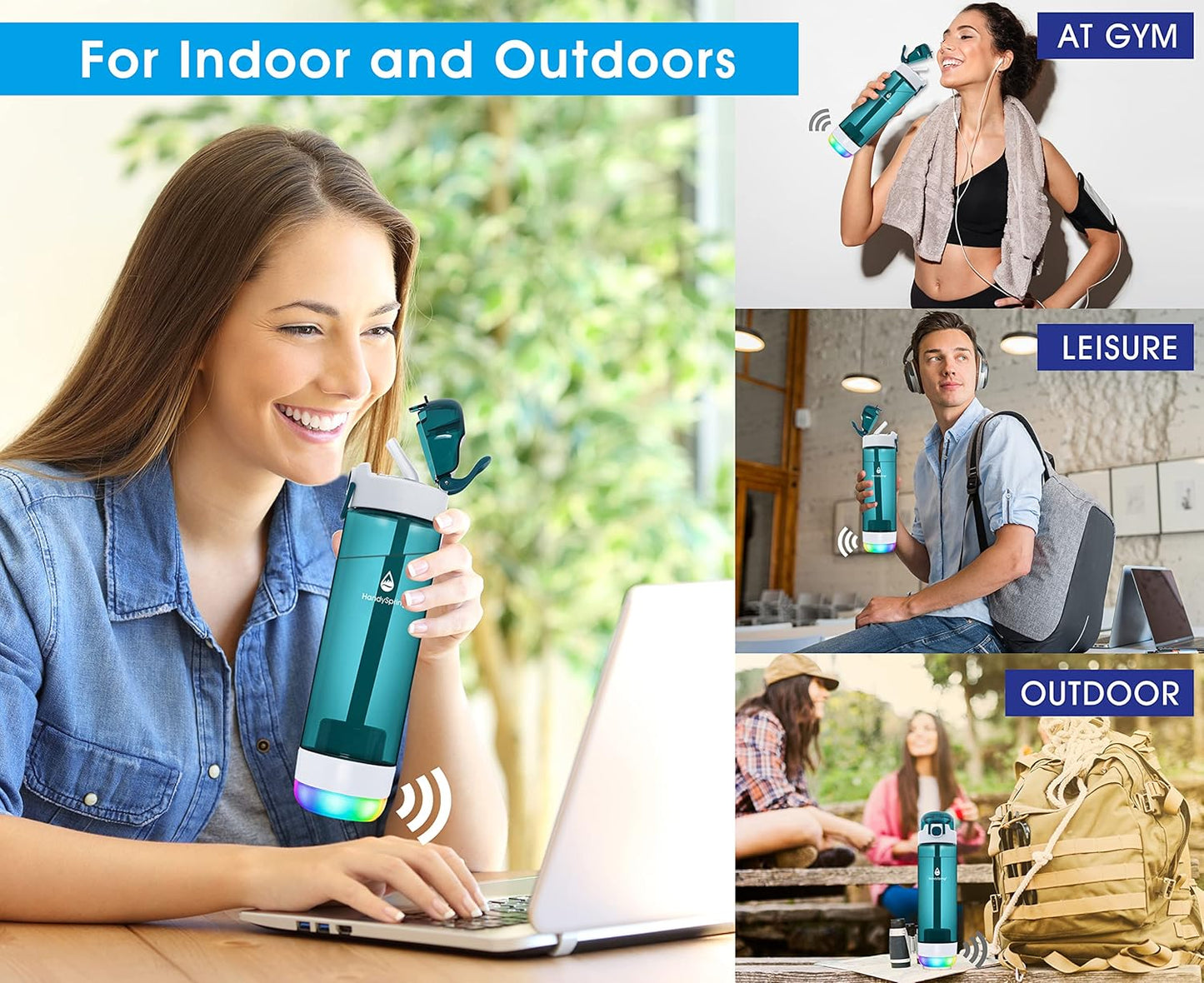 HandySpring Smart Water Bottle with Filter & Hydration Reminder