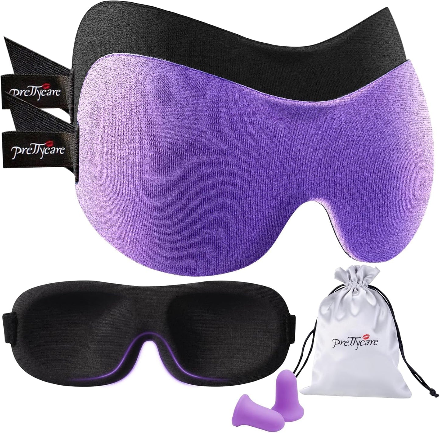 PrettyCare 3D Contoured Sleep Mask Set (2 Pack)