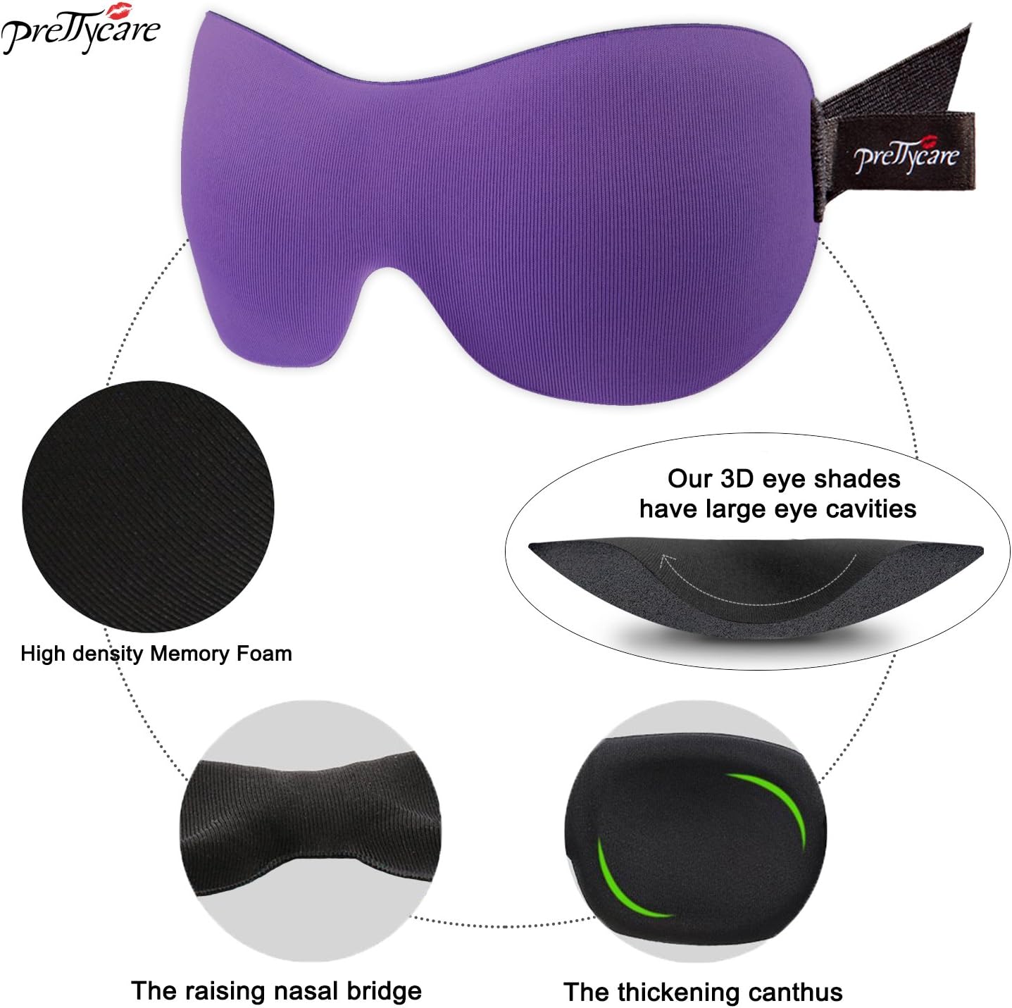 PrettyCare 3D Contoured Sleep Mask Set (2 Pack)