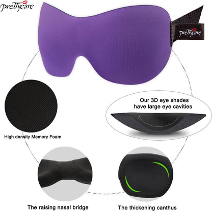 PrettyCare 3D Contoured Sleep Mask Set (2 Pack)